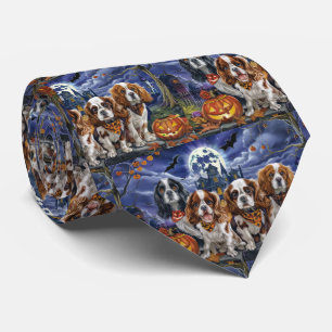 Cavalier King Charles Spaniel Halloween Spooky Tie
