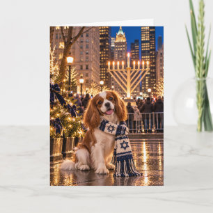 Cavalier King Charles Spaniel Hanukkah NYC Card