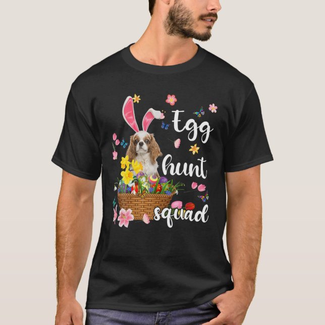 Cavalier King Charles Spaniel Happy Easter Day Egg T-Shirt (Front)