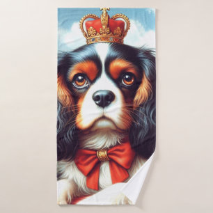 Cavalier King Charles Spaniel Illustration Bath Towel
