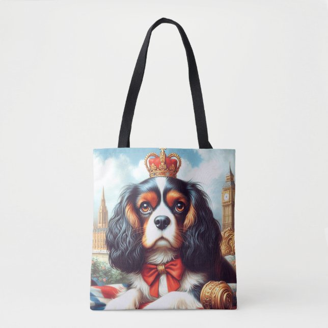 Cavalier King Charles Spaniel Illustration Tote Bag (Front)