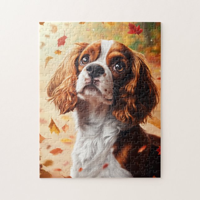 Cavalier King Charles Spaniel in Autumn Jigsaw Puzzle (Vertical)