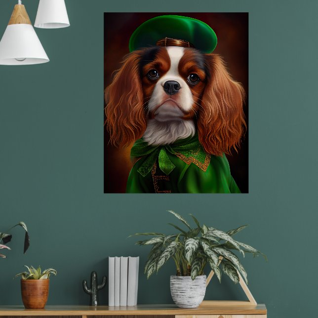 Cavalier King Charles Spaniel in St. Patrick's Day Poster (Living Room 1)