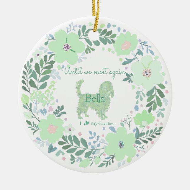 Cavalier King Charles Spaniel - Mint Green Custom Ceramic Ornament (Front)