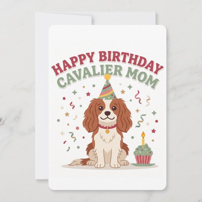 Cavalier King Charles Spaniel Mom Card (Front)