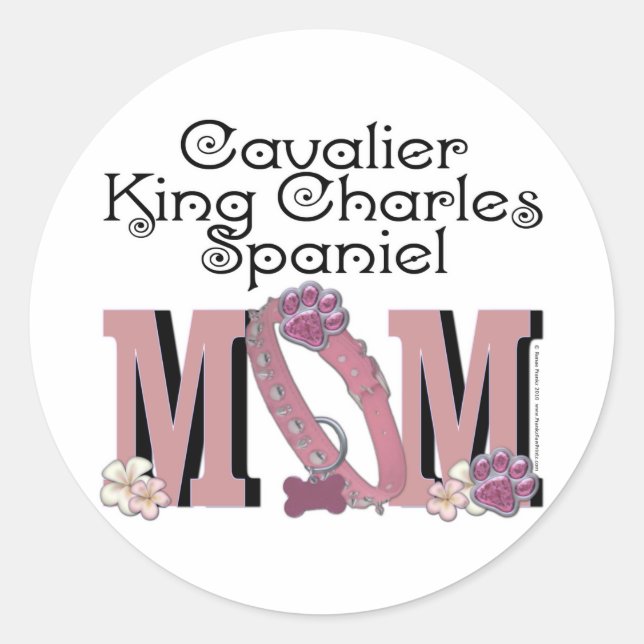 Cavalier King Charles Spaniel MOM Classic Round Sticker (Front)