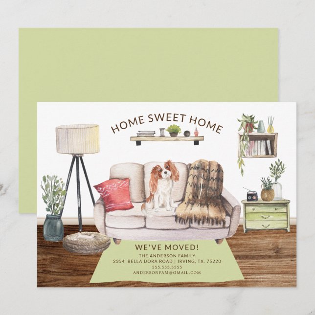 Cavalier King Charles Spaniel Moving Announcement (Front/Back)