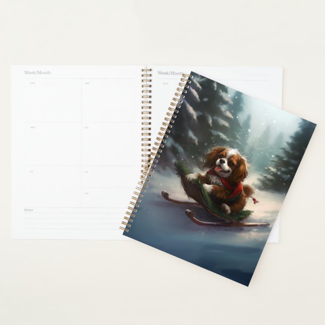 Cavalier King Charles Spaniel neige de Noël (Devant avec enveloppe)