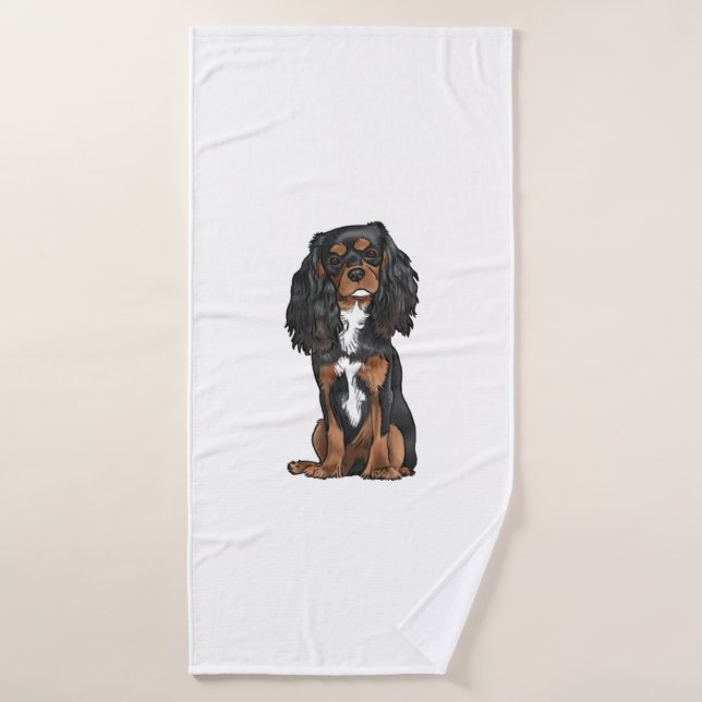 Cavalier King Charles Spaniel - Noir et Tan (Serviette de bain)
