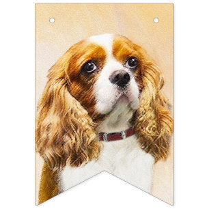 Cavalier King Charles Spaniel Original Painting Bunting Flags