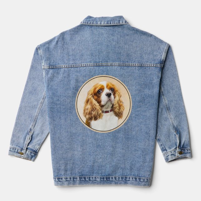 Cavalier King Charles Spaniel Original Painting Denim Jacket (Back)