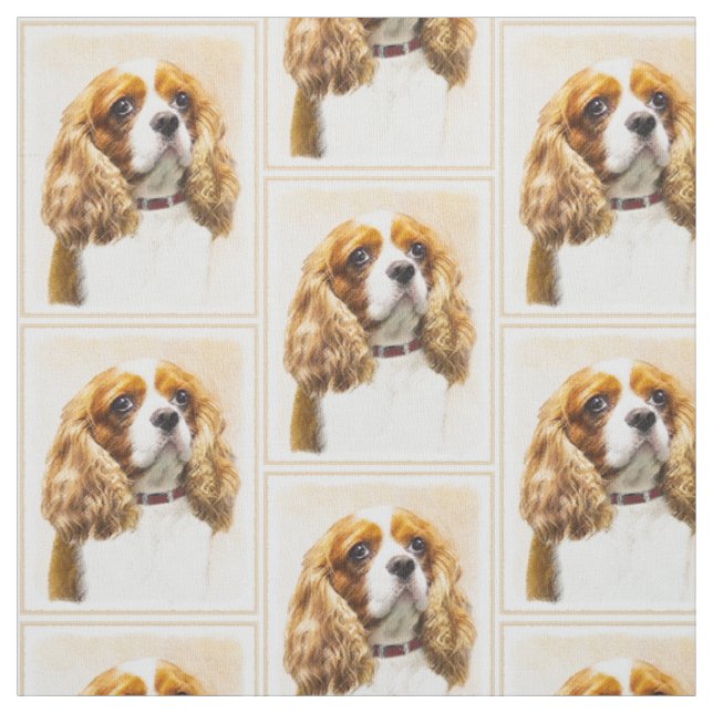 Cavalier King Charles Spaniel Original Painting Fabric (Swatch)