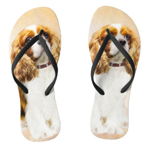 Cavalier King Charles Spaniel Original Painting Flip Flops
