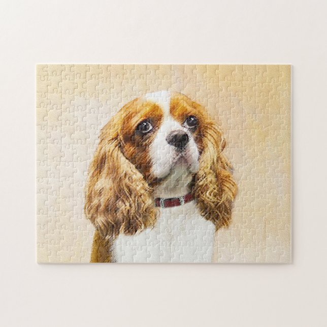 Cavalier King Charles Spaniel Original Painting Jigsaw Puzzle (Horizontal)