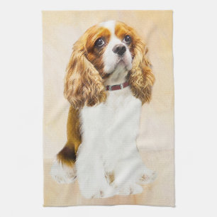 Cavalier King Charles Spaniel Original Painting Kitchen Towel