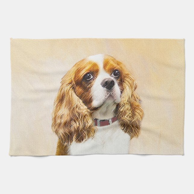 Cavalier King Charles Spaniel Original Painting Kitchen Towel (Horizontal)