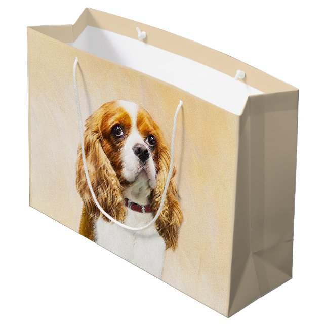 Cavalier King Charles Spaniel Original Painting Large Gift Bag (Back Angled)
