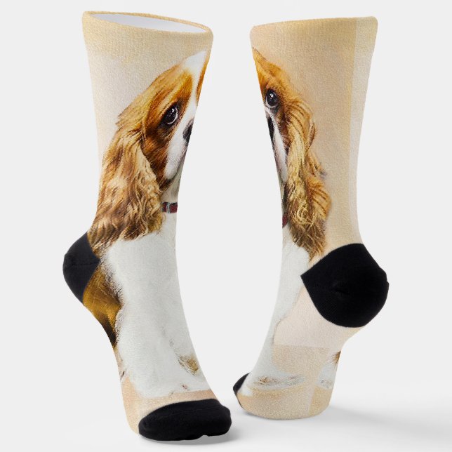 Cavalier King Charles Spaniel Original Painting Socks (Angled)