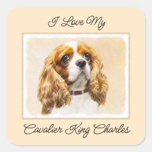 Cavalier King Charles Spaniel Original Painting Square Sticker