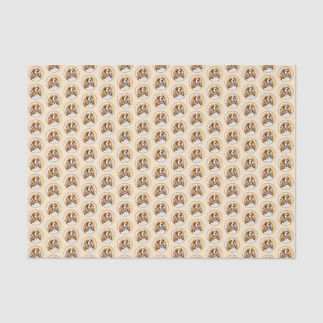 Cavalier King Charles Spaniel Original Painting Tissue Paper (Front)