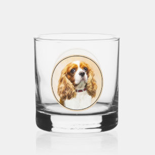 Cavalier King Charles Spaniel Original Painting Whiskey Glass