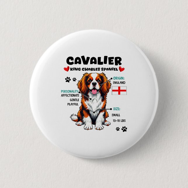Cavalier King Charles Spaniel Owner Funny Dog Love 2 Inch Round Button (Front)