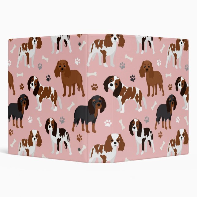 Cavalier King Charles Spaniel Paws and Bones 3 Rin Binder (Background)