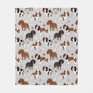 Cavalier King Charles Spaniel Paws and Bones Fleece Blanket