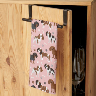 Cavalier King Charles Spaniel Paws and Bones Kitch Kitchen Towel