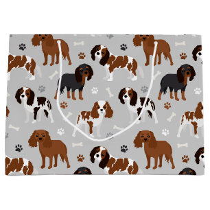 Cavalier King Charles Spaniel Paws and Bones Large Gift Bag