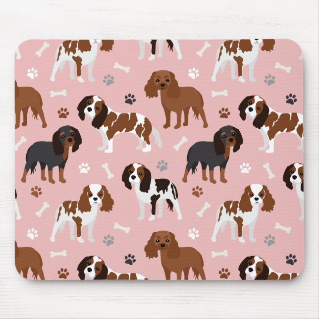 Cavalier King Charles Spaniel Paws and Bones Mouse Mouse Pad (Front)