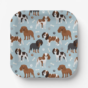 Cavalier King Charles Spaniel Paws and Bones Paper Plate