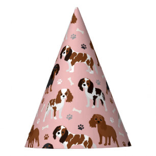 Cavalier King Charles Spaniel Paws and Bones Party Hat