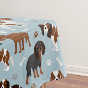 Cavalier King Charles Spaniel Paws and Bones Tablecloth