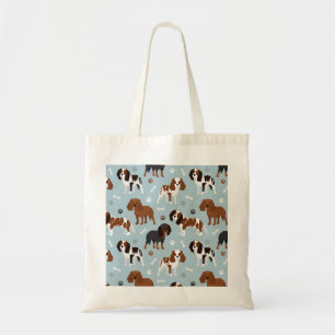 Cavalier King Charles Spaniel Paws and Bones Tote Bag