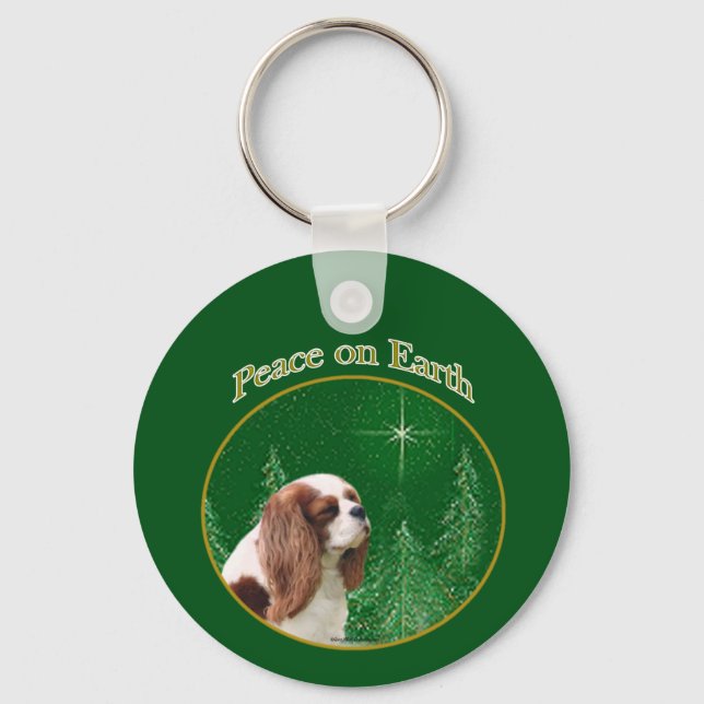 Cavalier King Charles Spaniel Peace Keychain (Front)