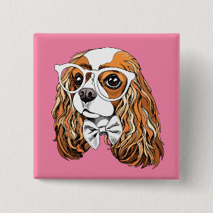 Cavalier King Charles Spaniel Portrait 2 Inch Square Button