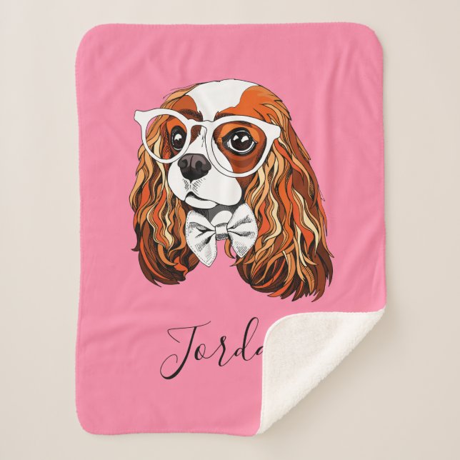 Cavalier King Charles Spaniel Portrait | Add Your  Sherpa Blanket (Front)