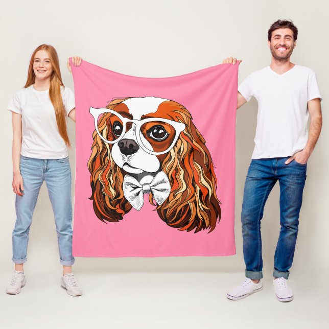Cavalier King Charles Spaniel Portrait Fleece Blanket (In Situ)