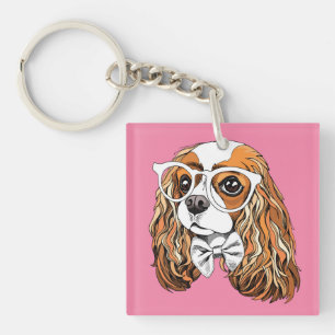 Cavalier King Charles Spaniel Portrait Keychain