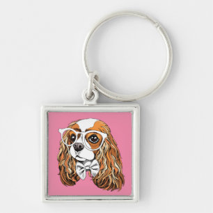 Cavalier King Charles Spaniel Portrait Keychain