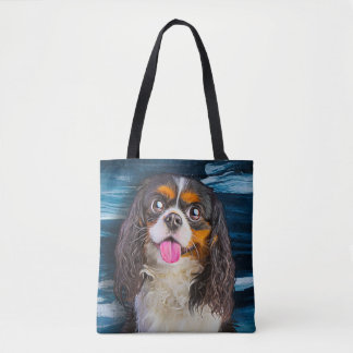 Cavalier King Charles Spaniel Portrait Painting Tote Bag