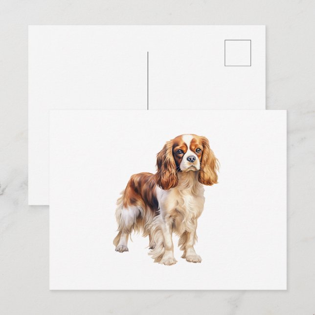 Cavalier King Charles Spaniel print Dog art print  Postcard (Front/Back)
