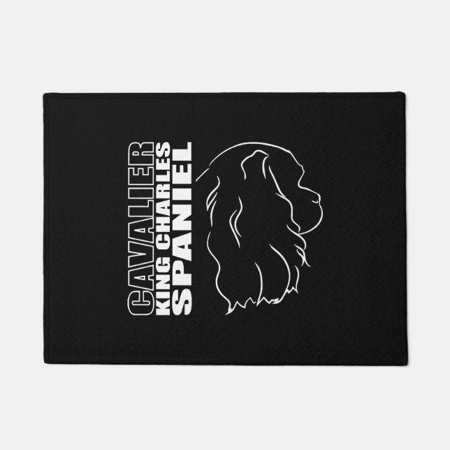 Cavalier King Charles Spaniel Profile dog mom   Doormat (Front)