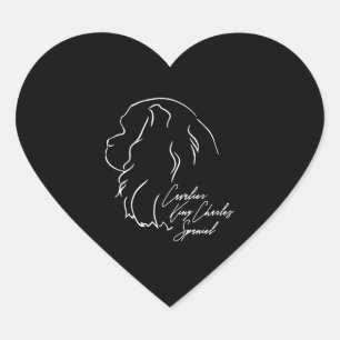 Cavalier King Charles Spaniel Profile dog mom Heart Sticker