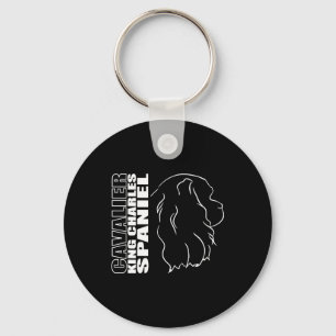 Cavalier King Charles Spaniel Profile dog mom   Keychain