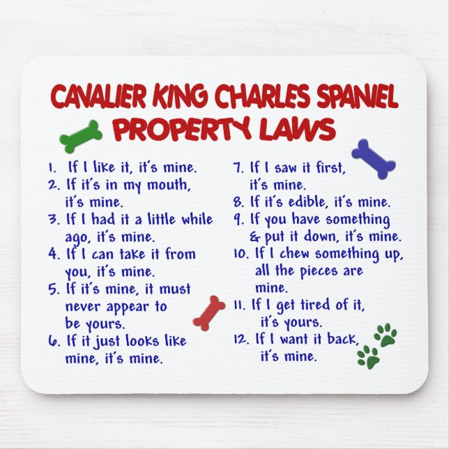 CAVALIER KING CHARLES SPANIEL Property Laws 2 Mouse Pad (Front)