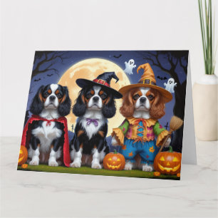 Cavalier King Charles Spaniel  Pumpkin Halloween Card