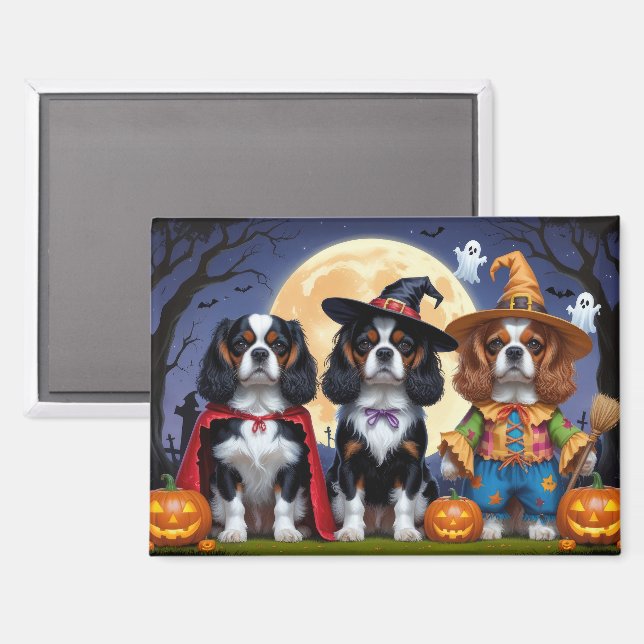 Cavalier King Charles Spaniel  Pumpkin Halloween Magnet (Front/Back)
