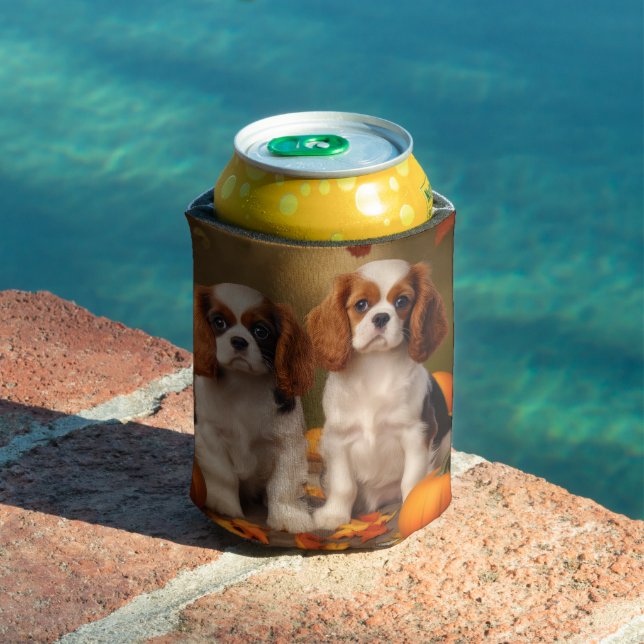 Cavalier King Charles Spaniel Puppy Autumn Pumpkin Can Cooler (In Situ Pool)